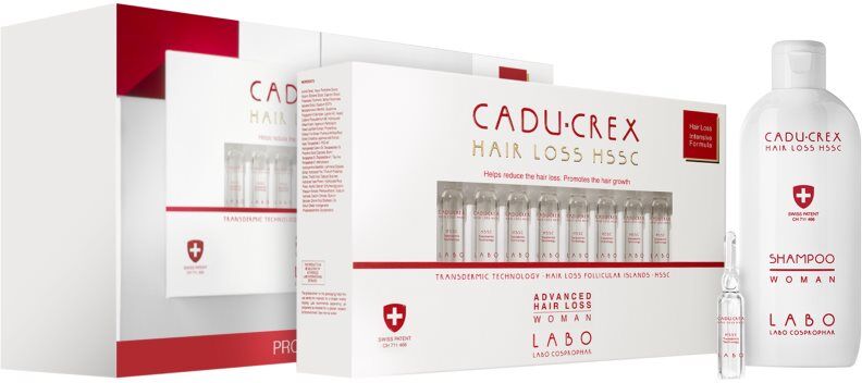 CADU-CREX Hair Loss HSSC Serious Hair Loss traitement capillaire pour femme contre la chute sévère des cheveux conditionnement avantageux