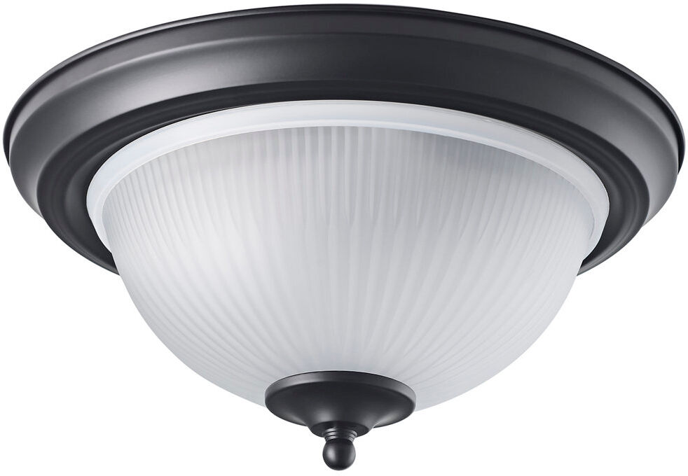 Marlow Home Co. Leda Traditional IP44 Bathroom Ceiling Light With Stylish Glass Shade Black 15cm H X 30cm W X 30cm D