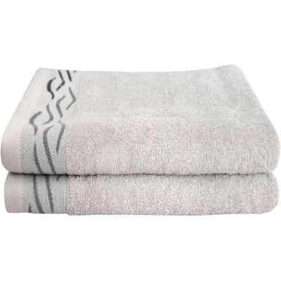 Handtücher DYCKHOFF "Wave", silber, B:50cm L:100cm, Frottier, Baumwolle, Handtücher, mit Jacquard-Bordüre