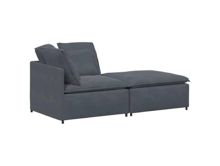 Makastle Modulares Sofa mit Fußhocker Samt Dunkelgrau 200cm