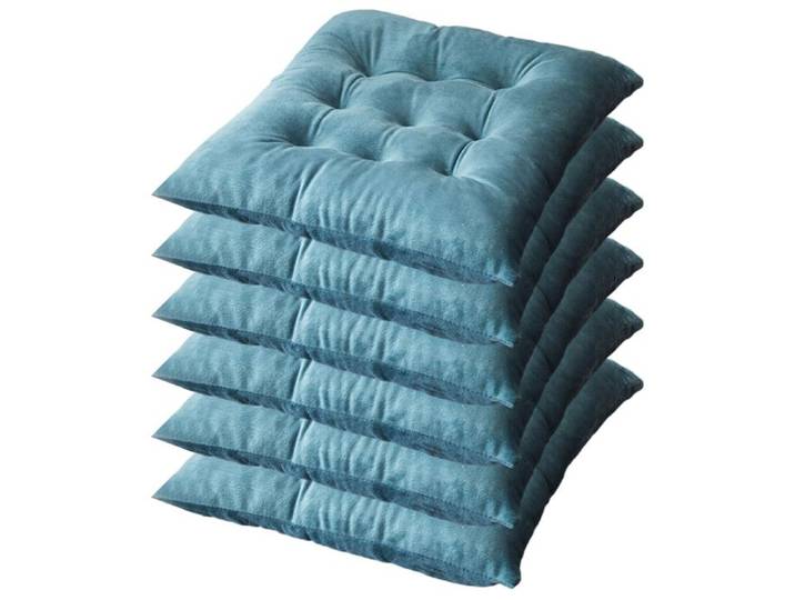 Lot de 6 Coussins de Chaise 40 x 40 x 4.5 cm Coussin Chaise Exterieur Coussin de Jardin Idéal Galette Chaise Polyester Bleu