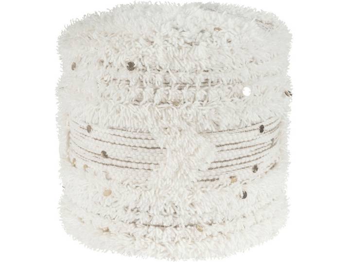Kayoom Pouf, Creme, Grün, Textil, Füllung: EPS Mikroperlen, 35 cm, Poufs