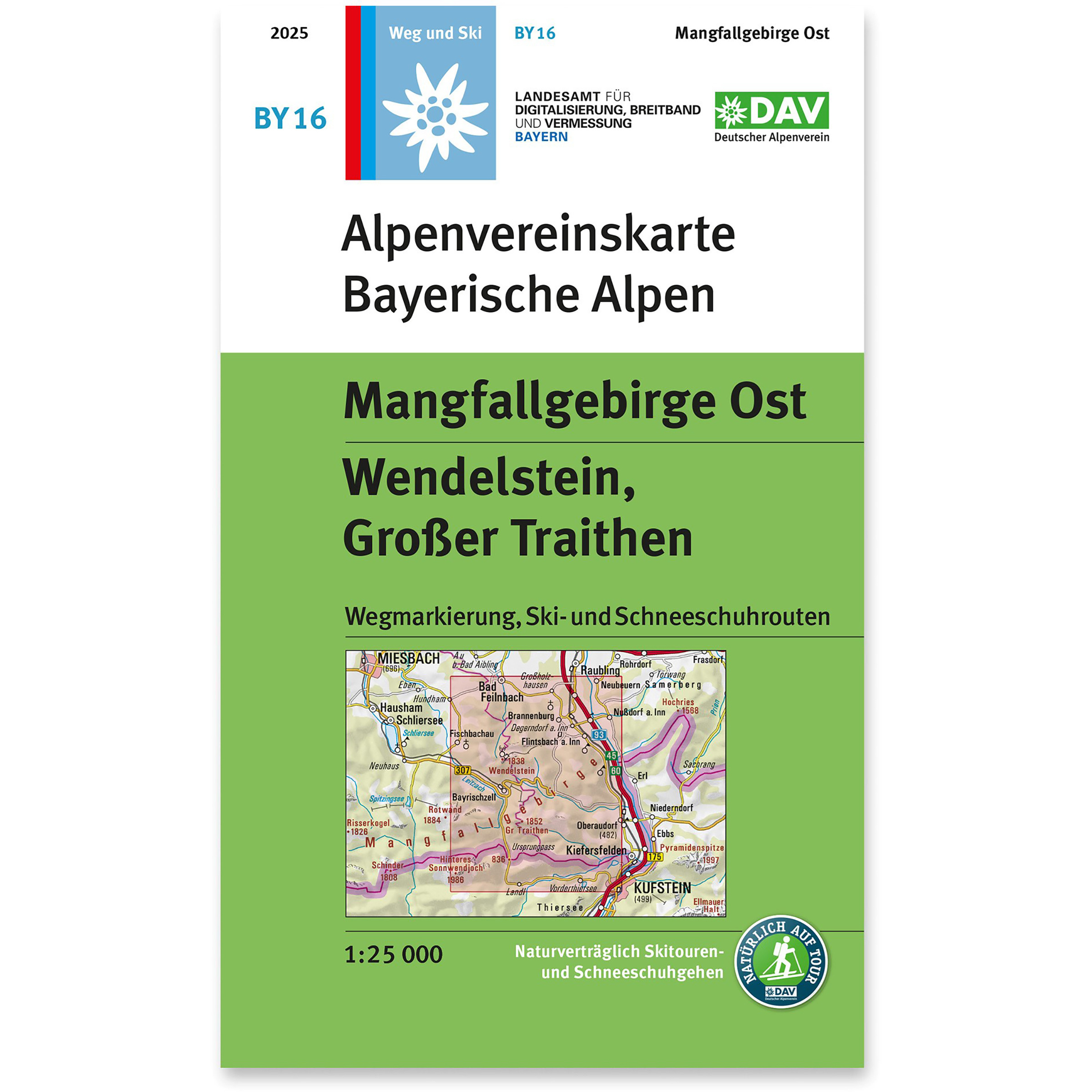 DAV AV-Karte BY 16 Mangfallgebirge Ost, Wendelstein Topografische Karten gruen