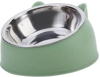 Inspired Living Inclined Stainless Steel Cat Bowl For Comfortable Feeding green