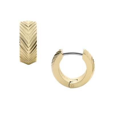Paar Creolen FOSSIL "Schmuck Geschenk Edelstahl Ohrringe SADIE", gold (edelstahlfarben, gelbgoldfarben), Ohrringe, Damen, 13,5mm, Edelstahl