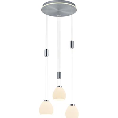 LED Pendelleuchte "SAM", silber (nickelfarben matt, chromfarben abgesetzt), 4, Ø 43cm, 1 Stk., HELL HÖLLISCH GUTES LICHT, Leuchten, B-Link Fernbedienung, Höhenverstellbar, LED Pendelleuchte