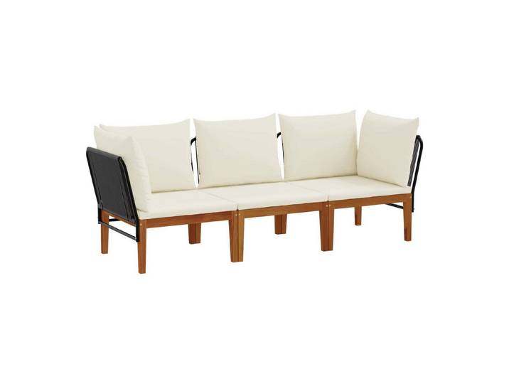 vidaXL Sofaelement 3 stk. Massives nholz & Seil Natur (3 St)