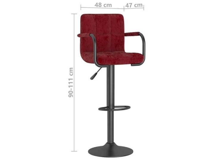 Mode Tabouret de bar/Tabouret HAUTE - 1 PERSONNE CHEZ YIYI assise optimal Rouge bordeaux Velours 48x47x(90-111)cm _30525818709
