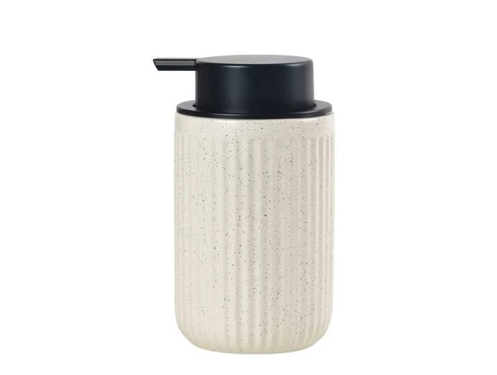 Seifenspender Keramik 350ml Pockennarbiges Beige, 8x14x8 cm, Badaccessoires, Seifenspender