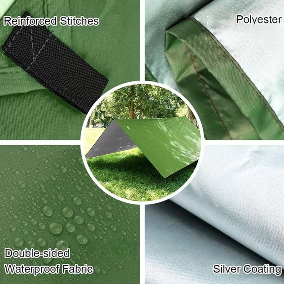 INF 300x300cm Dreieckiges Outdoor-Sonnensegel mit Windseilen und Heringen - Vielseitiger Schutz Grün