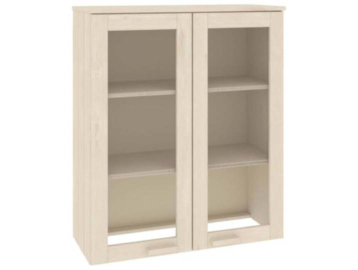 HFXHIJXQ Sideboard-Aufsatz HAMAR Massivholz Kiefer Honigbraun 85x35x100cm Drei stabile Böden hinter staubschützenden Glastüren bieten flexiblen Stauraum für Wohnzimmer und Essbereich.