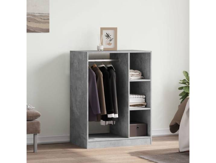 Printemps 2026 Soldes Gris Garde-robe gris béton 77x48x102 cm bois d'ingénierie 2_211204