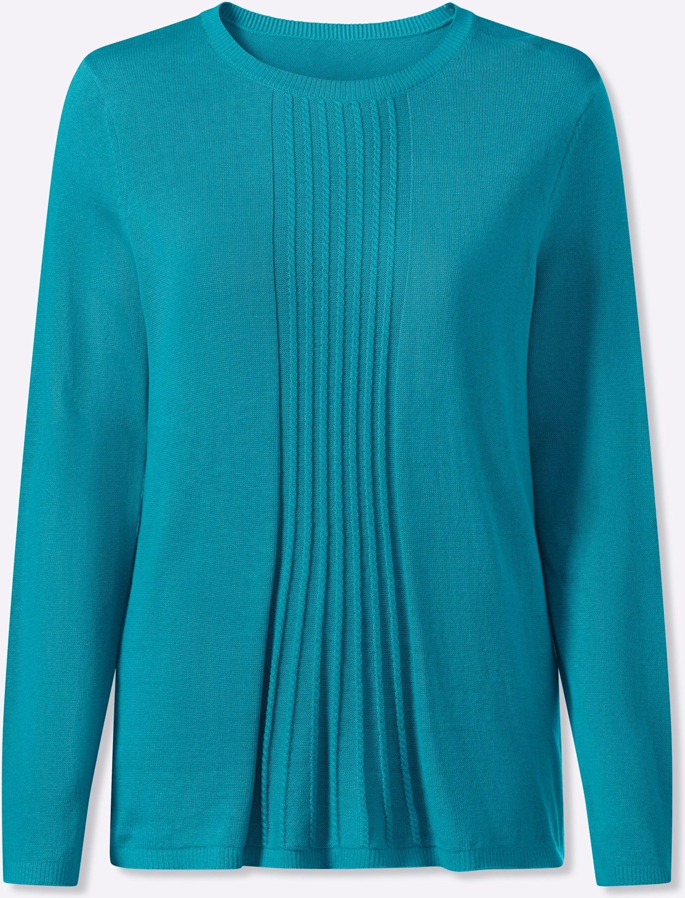 Strickpullover CLASSIC BASICS "Pullover", Damen, Gr. 42, blau (türkis), 100% Baumwolle, unifarben, Pullover Strickpullover türkis 42