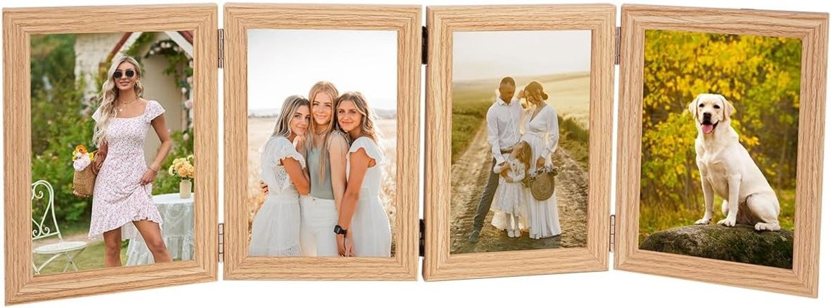 Vouwbaar collage fotolijstje voor 4 foto's van 10x15 cm