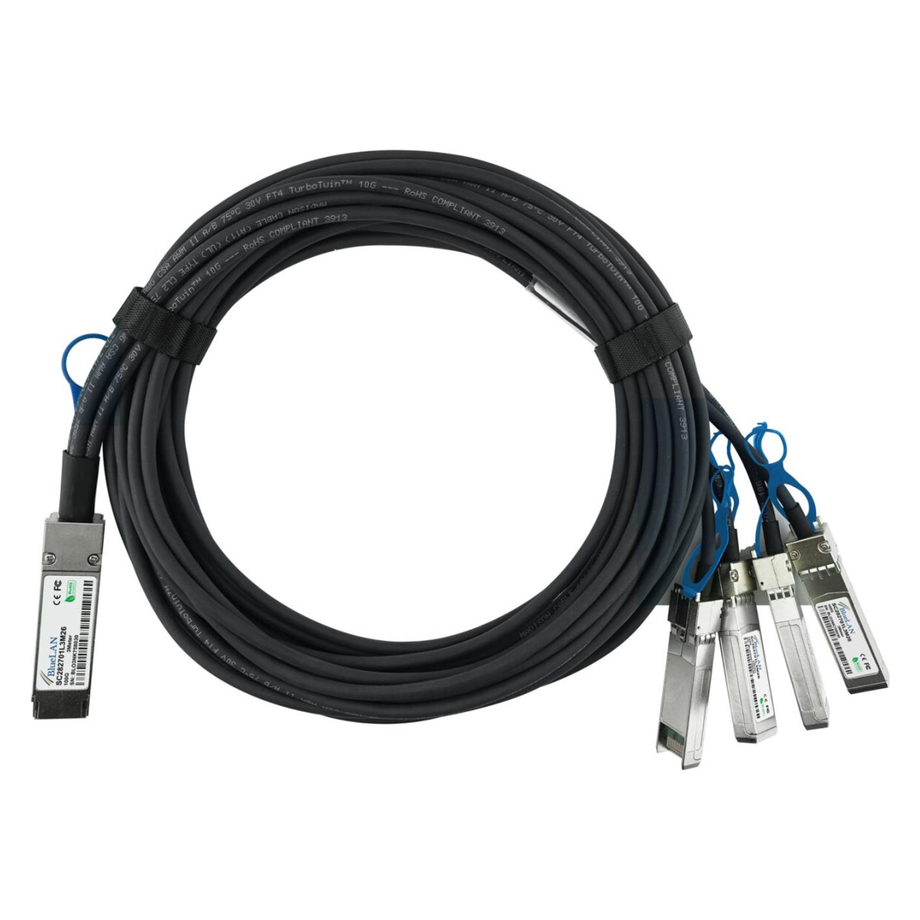 BlueLAN 25GB-4-C05-QSFP28. Kabellänge: 5 m, Anschluss 1: QSFP28, Anschluss 2: 4xSFP28 (25GB-4-C05-QSFP28-BL)