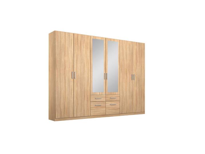 Rauch Möbel Drehtürenschrank Rauch Bingen, Sonoma Eiche, 5 Fächer, 4 Schublade(n) Schubladen, 271x229x54 cm, Blauer Engel, RAL Testat, Goldenes M, BQ - Bündnis für Qualität, Made in Germany, umfangreiches Zubehör erhältlich, Schlafzimmer, Kleiderschränke, Drehtürenschränke
