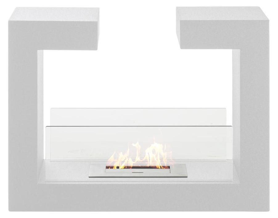 Tete a Tete Stones bioethanolkachel met wit metalen frame en gehard glas, 2 kW