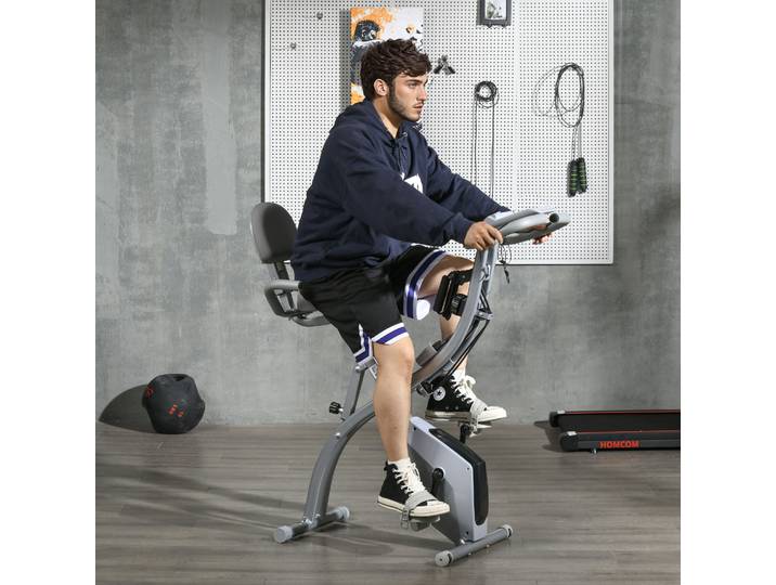 HOMCOM Vélo Pliant 8 Niveaux Résistance Selle Réglable Noir Gris