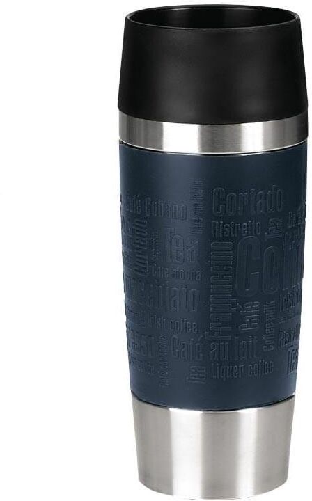 Thermobecher EMSA "Travel Mug 360 ml", blau (dunkelblau), Trinkgefässe, Ø 8cm x 20cm, 360ml, Edelstahl, Thermobecher, H:20cm Ø:8cm dunkelblau Ø 8cm x 20cm, 360ml