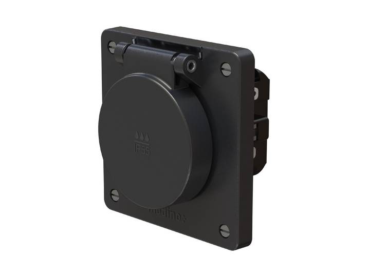 Max Hauri Exo Steckdose 1x Typ 25 Einsatz +Frontset exo Ip55 schwarz