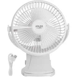 Adler AD 7342 White 2-in-1 Akku-Ventilator – Tisch- & Clipventilator, leise & flexibel