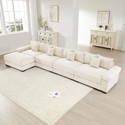 Oversized Corduroy Cloud Modular Sofa with Throw Pillows