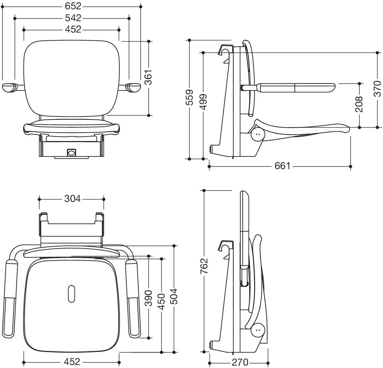 HEWI Serie 802 Lifesystem Einhängesitz Premium, Accessoires, 802.51.13460 DR, anthrazit hochglanz/anthrazit matt