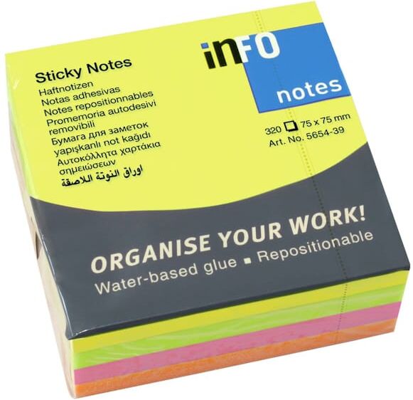Notes INFO NOTES kub, 75x75mm, neon
