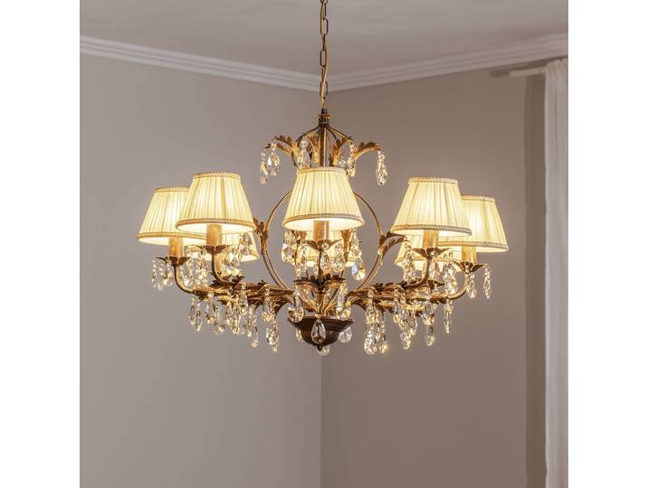 Kronleuchter Karen achtflammig bronze ONLI, dimmbar, bronze / altmessing, für Wohn- / Esszimmer, Metall