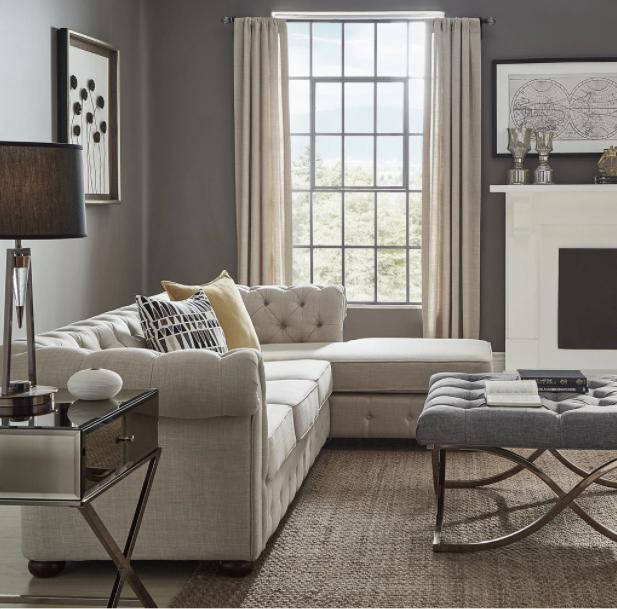 Chesterfield hoekbank in beige met design uitstraling