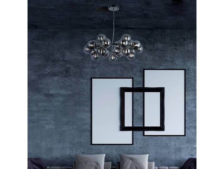 Suspension Dallas - Type N Ø 69cm Argenté/Chrome Verre fumé / Métal mixte G9