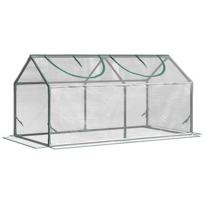 OKWISH Foliengewächshaus Mini Frühbeet 120x60x60 cm Transparent mit aufrollbaren Reißverschlussfenstern UV beständig wasserdicht Stahlgestell