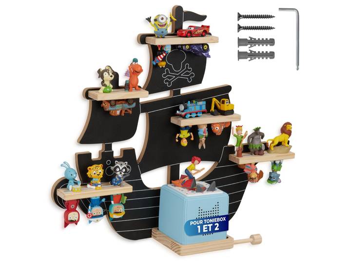 Étagère murale MyLittleStory Pirate, pouvant accueillir jusqu’à 40 Tonies - noir