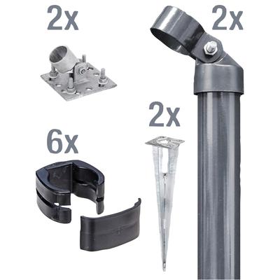 Eckpfosten ALBERTS "Fix-Clip Pro", grau (anthrazit), H:153cm, Stahl, Zaunpfosten, für Maschendrahthöhe 153 cm, zum Aufschrauben