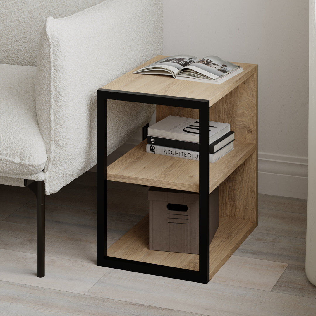 17 Stories Seick Square Side Table Sapphire Oak 45cm H X 30cm W X 42cm D