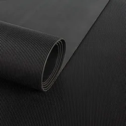 Gummimatte Gummiläufer Feinriefen Schwarz 3 mm 100 cm Breit auf TPE, Geruchslos - Bodenbelag, Bodenmatte - 100 x 100 cm