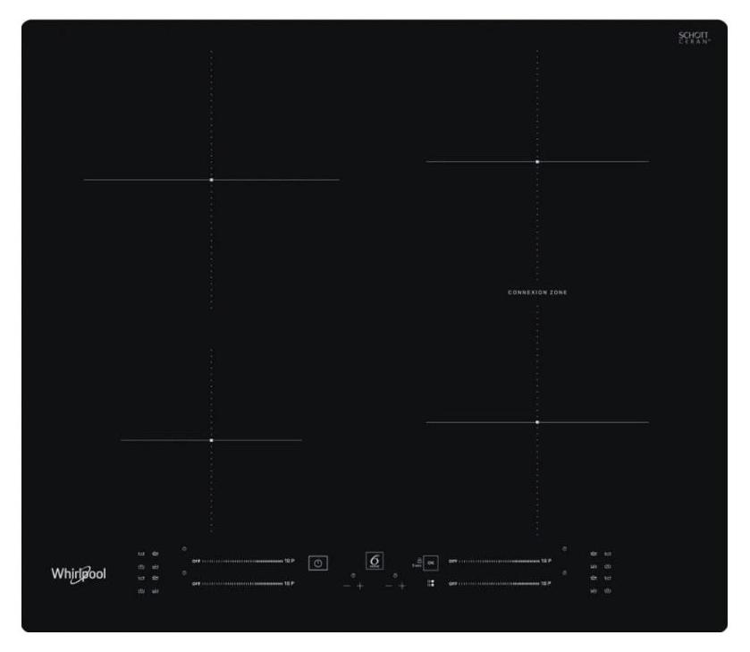 Whirlpool WB S2560 NE, Schwarz, Integriert, 59 cm, Zonen-Induktionskochfeld, Glaskeramik, 4 Zone(n)