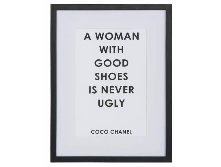 Bild GOODPRODUCT Zitat Coco Chanel , schwarz-weiss (farbe bild(er): weiß schwarz), B:30cm H:40cm, Acrylglas, Holz, Papier, Bilder, Bild, HD Premium Poster-Druck inkl. Holzrahmen