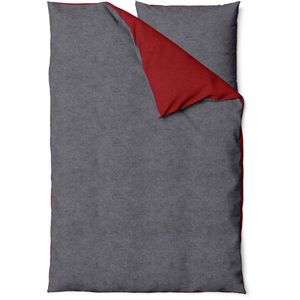 Setex Bettwäsche Wendebettwäsche, rot, grau, Feinbiber, Kissenbezug 80x80 cm und ein Bettbezug 155x200 cm