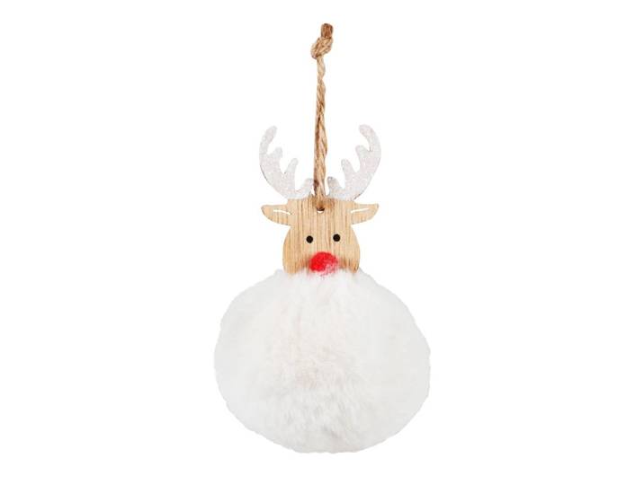 Weihnachtliche Hängedeko Elch in beige, mit weißem Fellimitat