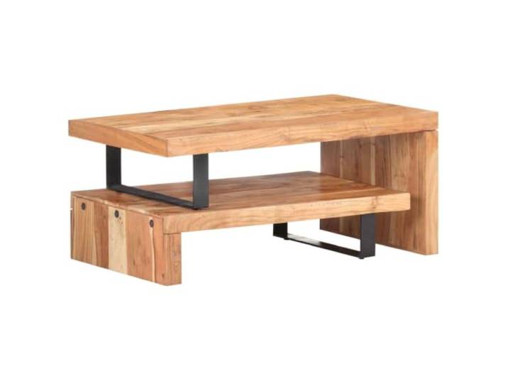 HKLGBVCR Couchtisch-Set, 2-teilig, aus massivem Akazienholz, mit Ablage