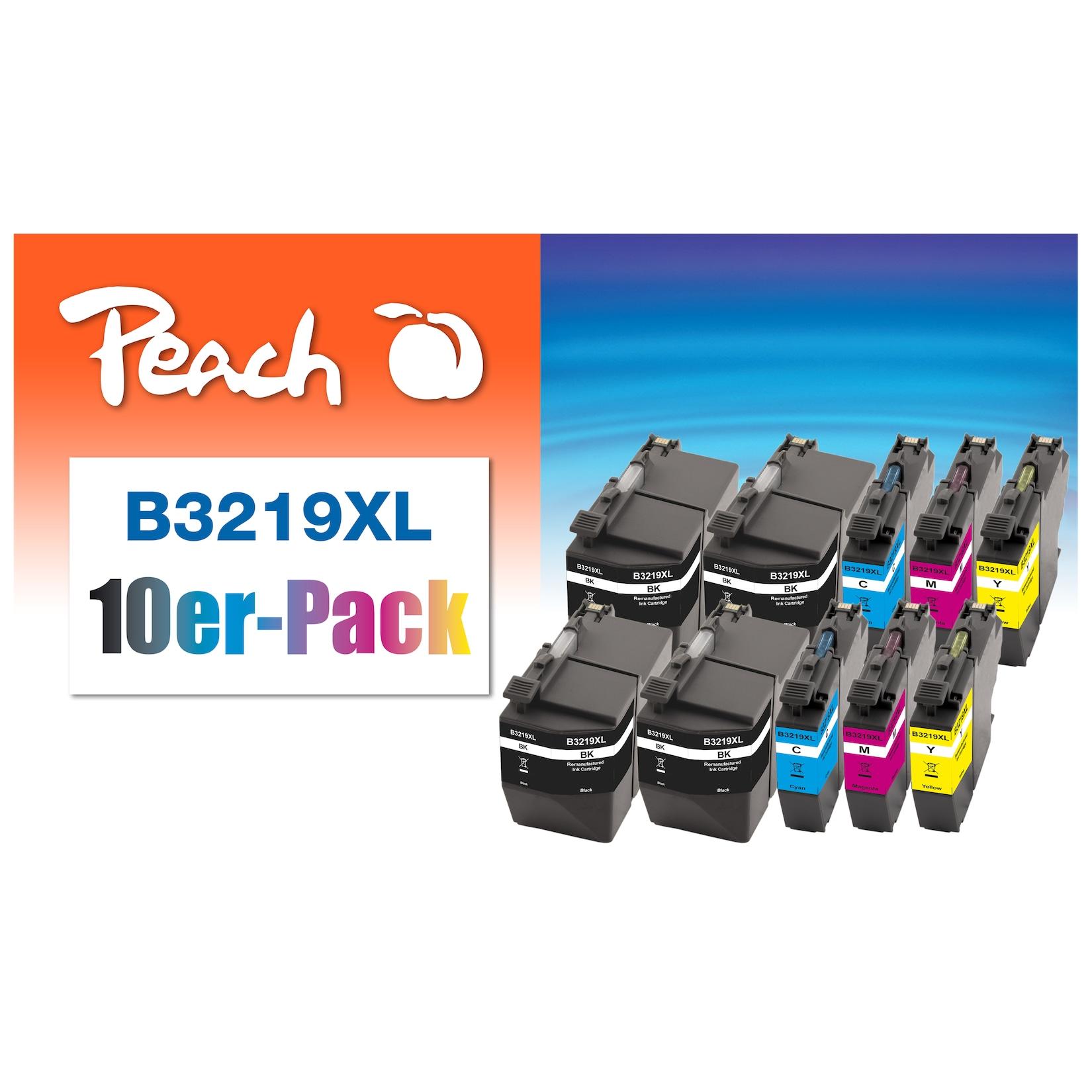 Peach B3219 XL 10 Druckerpatronen XL (4*bk, 2*c/2*m/2*y) ersetzt Brother LC-3219XL für z.B. Brother MFCJ 6930 DW, Brother MFCJ 5730 DW (wiederaufbereitet)