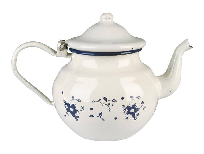 Teekanne Ibili Sena 0.7 Liter , weiss (blau), 0,7 l, Emaille, Kannen, Teekanne, Weisse Teekanne mit Blumen