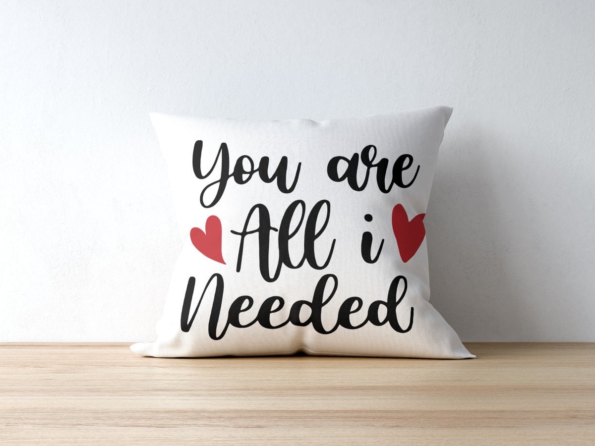 Sierkussen You are All i Needed met Romantisch Liefdescitaat, Decoratieve Kussenhoes 40 x 40 cm
