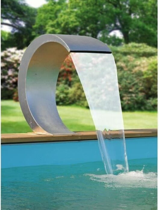 Ubbink Mamba LED waterval voor zwembad met 20 blauwe LED's en 38mm aansluiting, roestvrij staal 316L