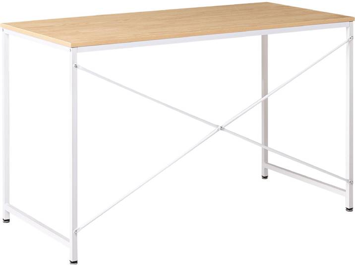 BELIANI Schreibtisch Hellbraun u. Weiß MDF-Platte mit Metallgestell Rechteckig 120x60 cm Modern Industrie Homeoffice Tisch Bürotisch Arbeitstisch