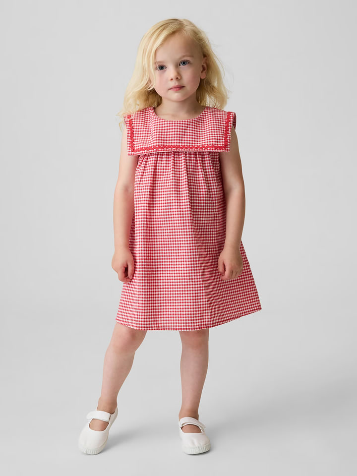 GAP Kleid in Rot/ Weiß - 74/80