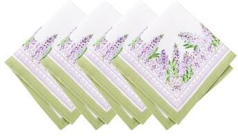 Threadmade "Lilac Garden Floral Dinner Napkins, Set of 4 - 17""x17"""