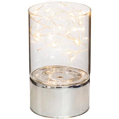 LED-Dekofigur CREATIV HOME "Dekosäule", silber (klar), H:15cm Ø:9cm, Dekofiguren, mit LED-Beleuchtung