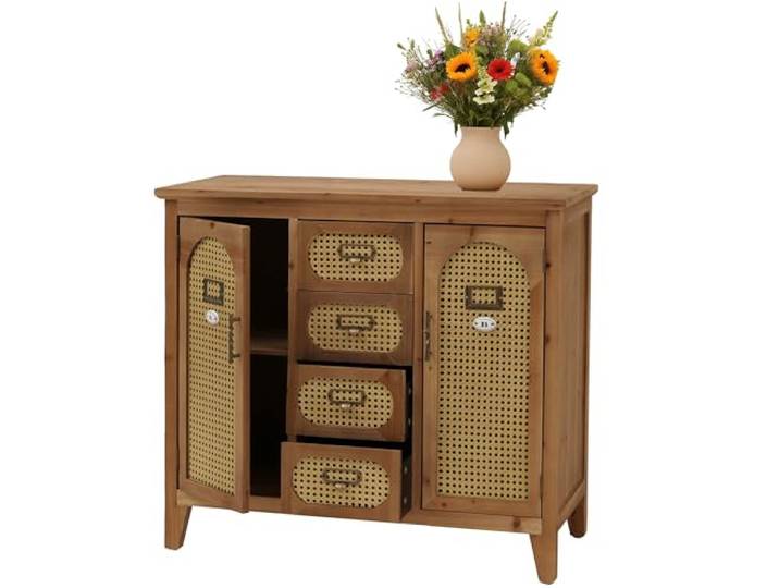 Mendler Apothekerkommode HWC-O63 Rattanoptik - Korpus Natur